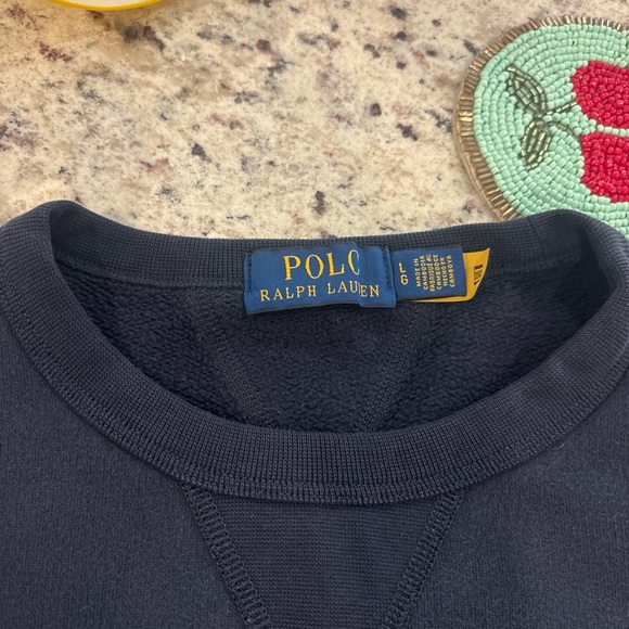 Ralph Lauren Navy Crewneck Sweater with Polo Pony - Picture 3 of 3
